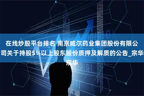 在线炒股平台排名 南京威尔药业集团股份有限公司关于持股5%以上股东股份质押及解质的公告_宗华